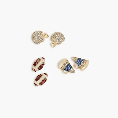 Football game day stud earrings set-of-three