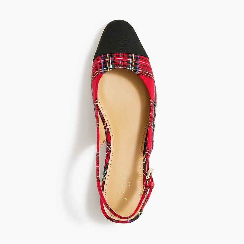 Tartan low-heel slingbacks