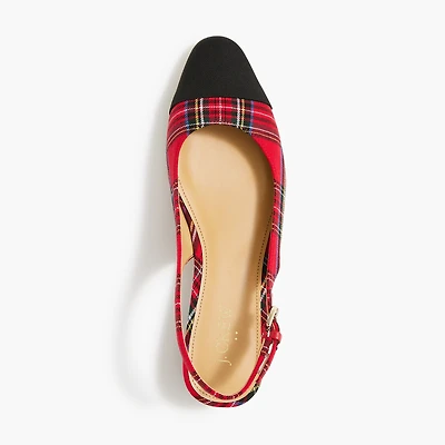 Tartan low-heel slingbacks