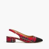 Tartan low-heel slingbacks