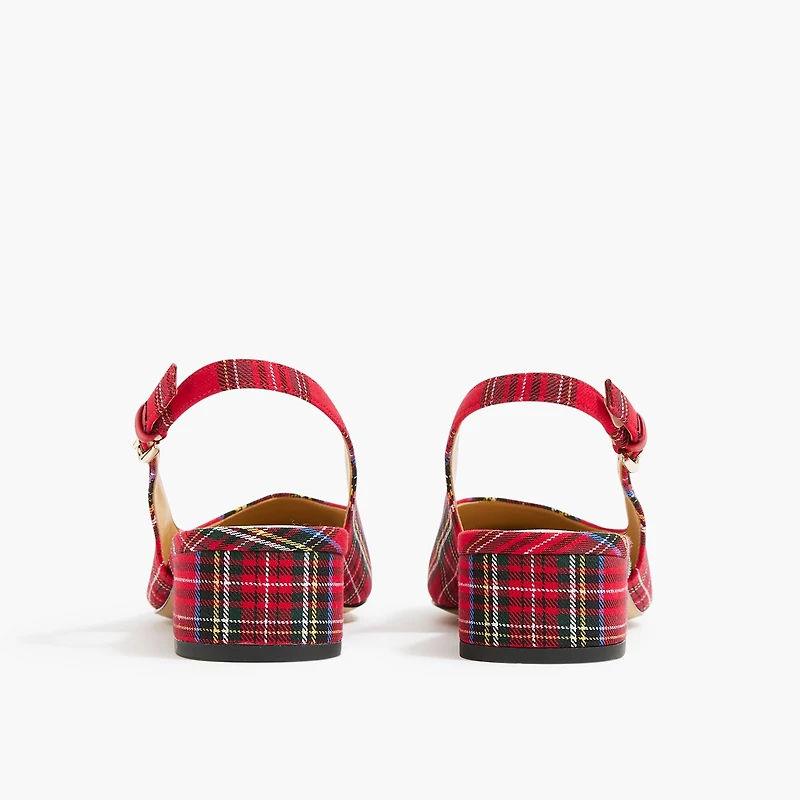 Tartan low-heel slingbacks