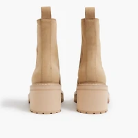 Nubuck lug-sole heeled Chelsea booties