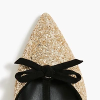 Glitter double-bow heels