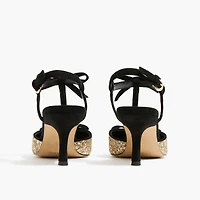 Glitter double-bow heels