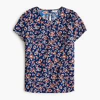 Printed short-sleeve crepe top