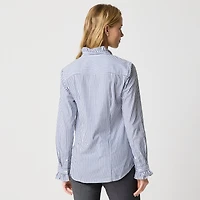 Ruffleneck button-up top