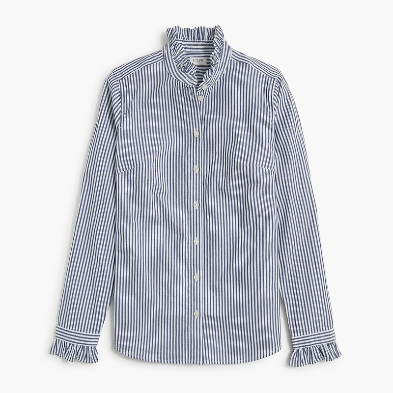 Ruffleneck button-up top