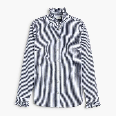 Ruffleneck button-up top