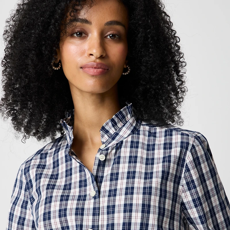 Ruffleneck button-up top