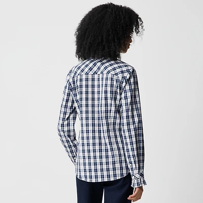 Ruffleneck button-up top