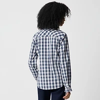 Ruffleneck button-up top
