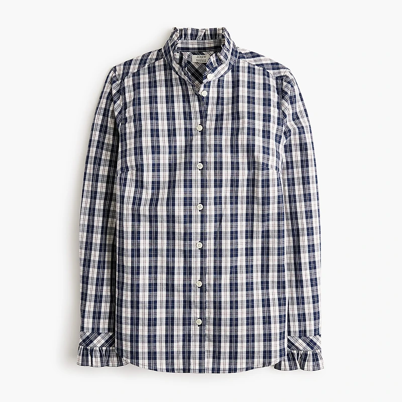 Ruffleneck button-up top
