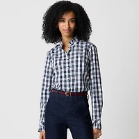 Ruffleneck button-up top