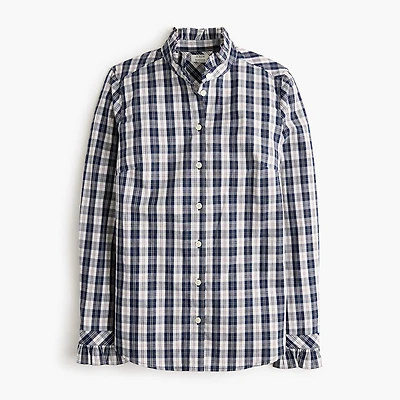 Ruffleneck button-up top