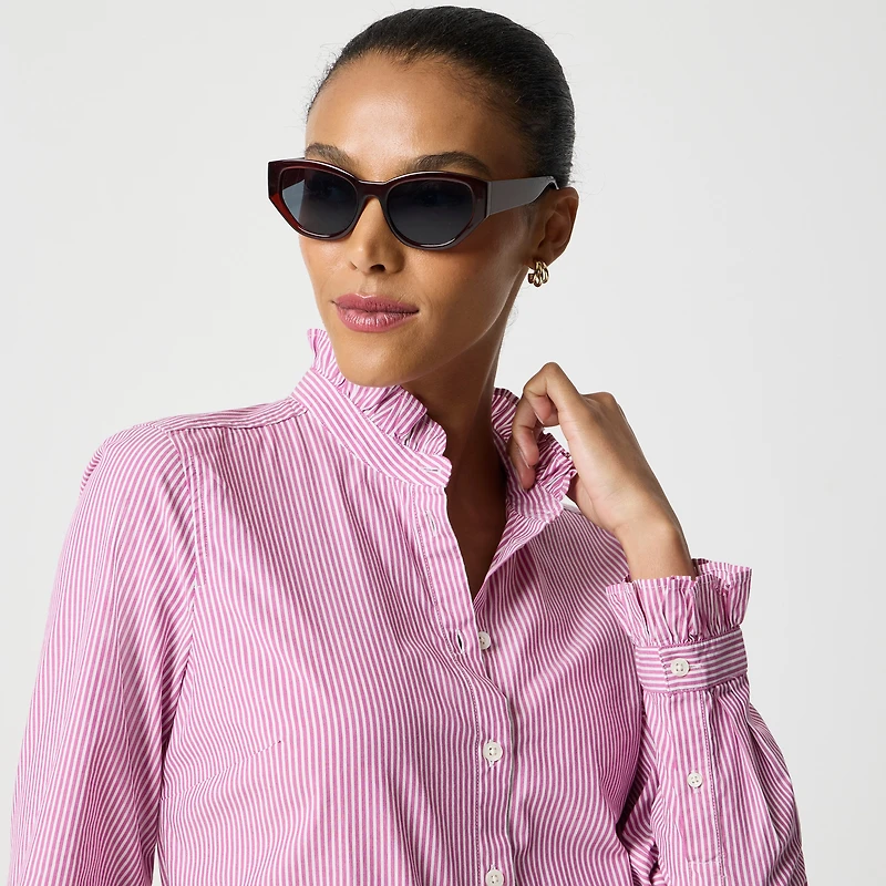 Ruffleneck button-up top