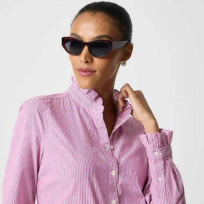Ruffleneck button-up top