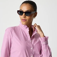 Ruffleneck button-up top
