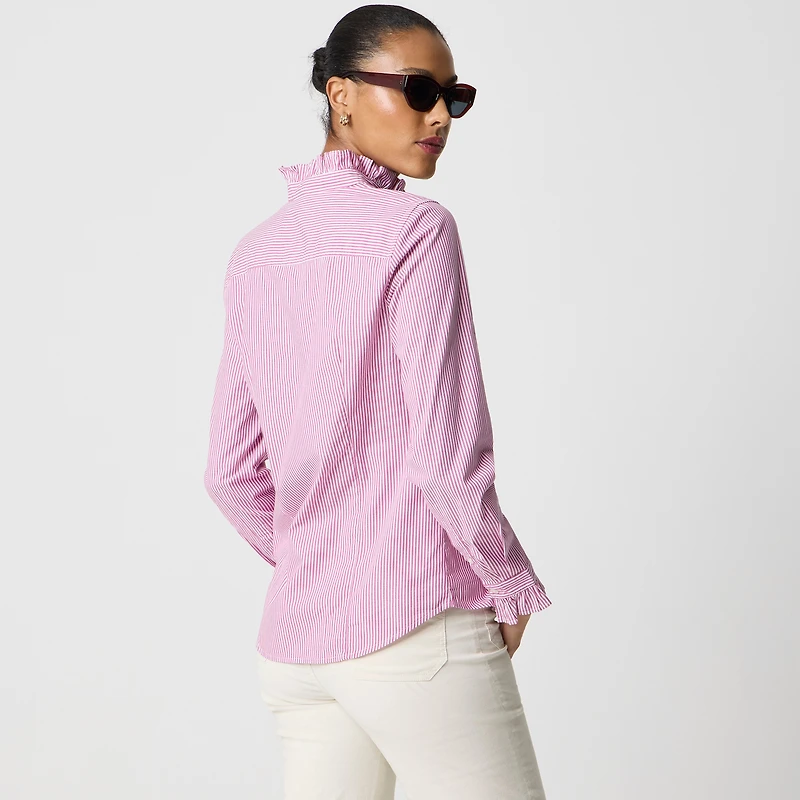 Ruffleneck button-up top