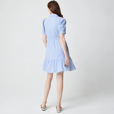 Striped smocked shirt-dress