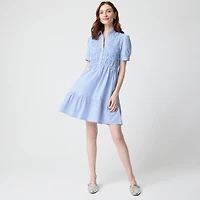 Striped smocked shirt-dress