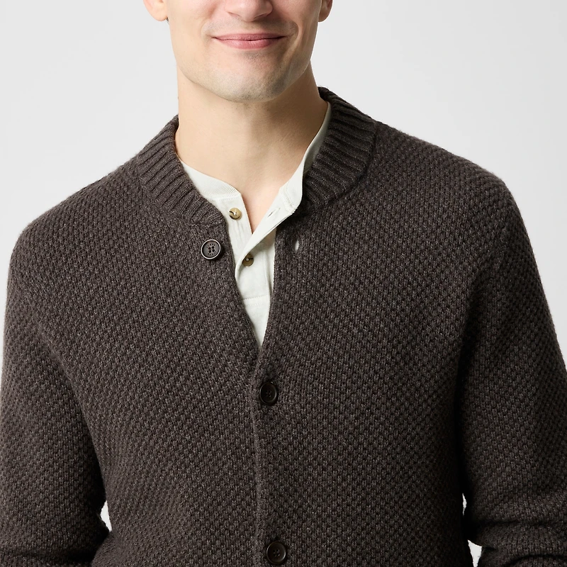 Supersoft lambswool-blend bomber sweater-jacket