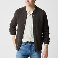 Supersoft lambswool-blend bomber sweater-jacket