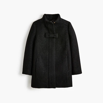Girls' sparkle wool-blend bow coat