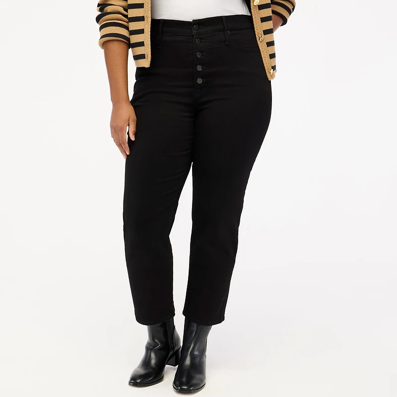 Petite black stovepipe straight jean in signature stretch+