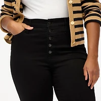 Petite black stovepipe straight jean in signature stretch+