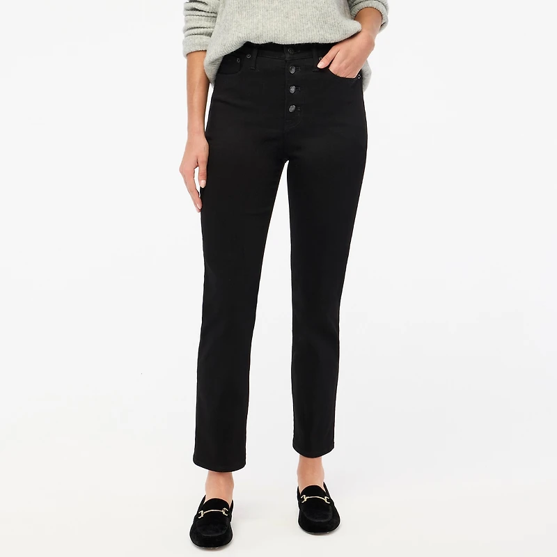Petite black stovepipe straight jean in signature stretch+