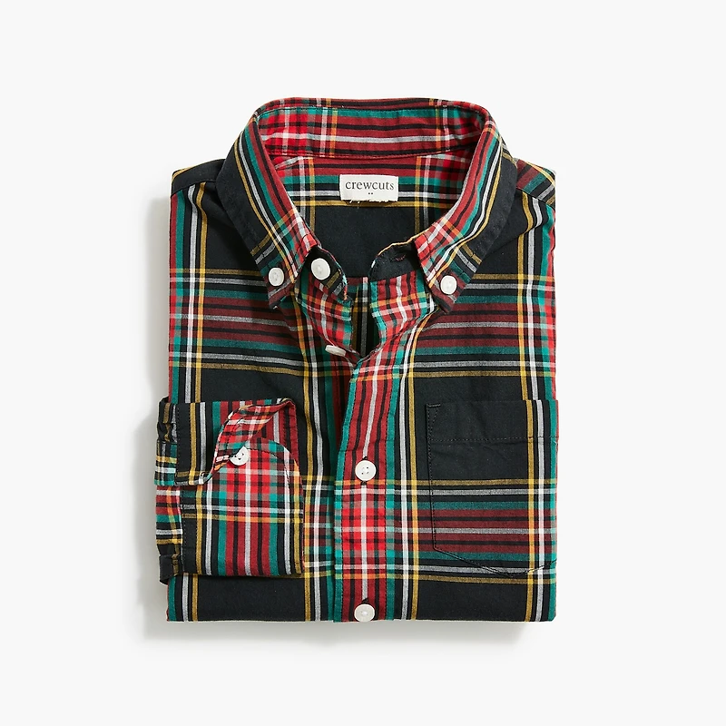 Boys' button-up tartan shirt