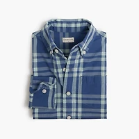 Boys' long-sleeve washed plaid shirt
