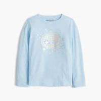 Girls' long-sleeve metallic disco graphic tee