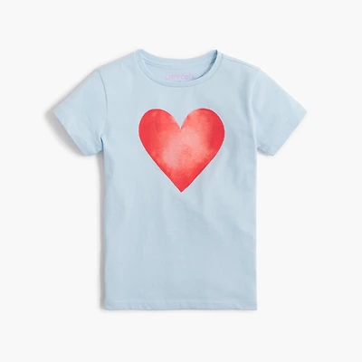Girls' watercolor heart graphic tee