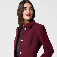 Lady day coat with jeweled buttons