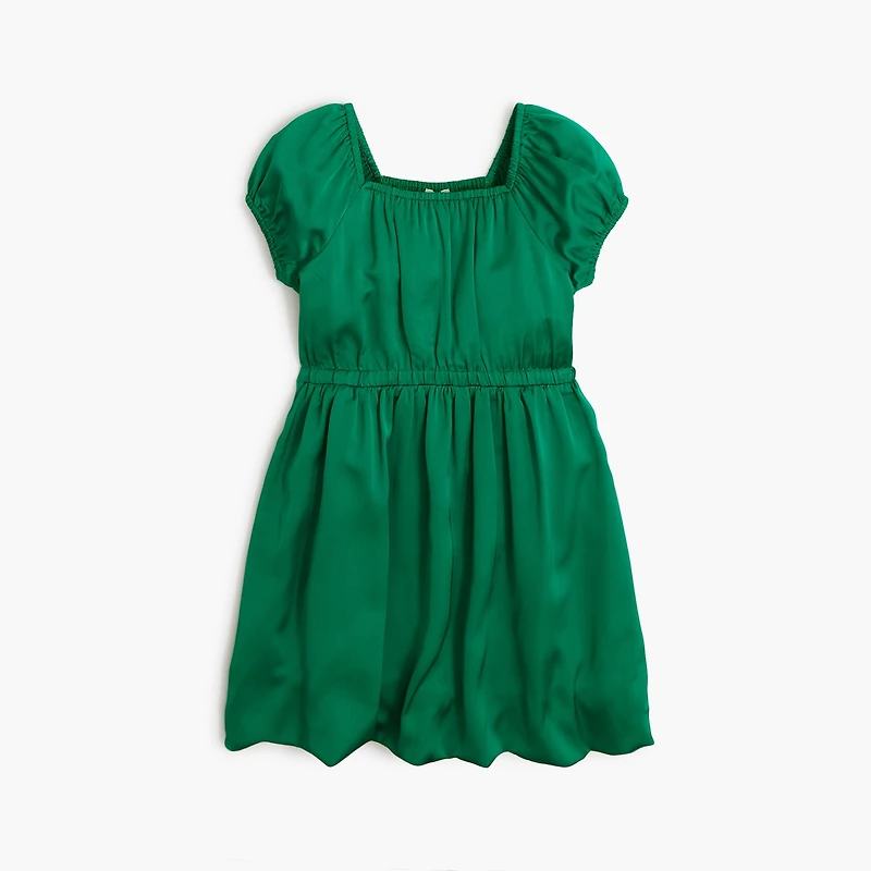 Girls' satin bubble-hem dress