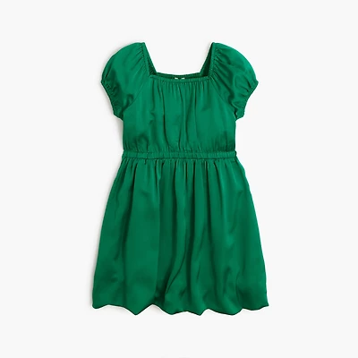 Girls' satin bubble-hem dress