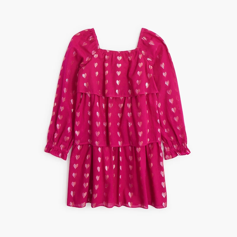 Girls' shimmer tiered hearts dress