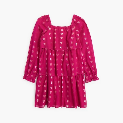 Girls' shimmer tiered hearts dress