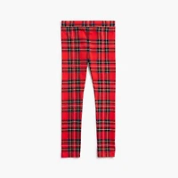 Girls' red tartan printed leggings