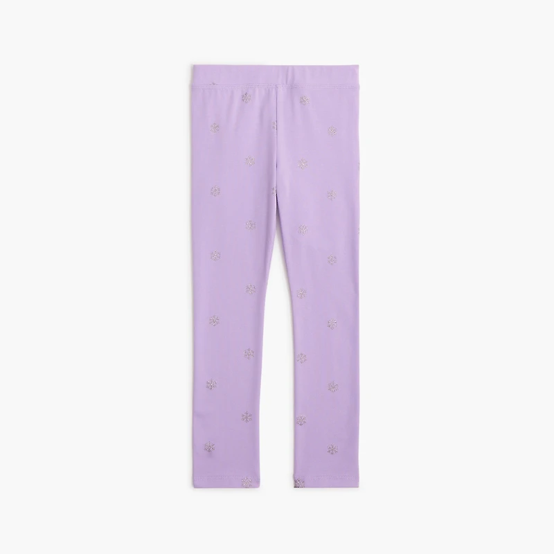 Girls' glitter snowflake leggings