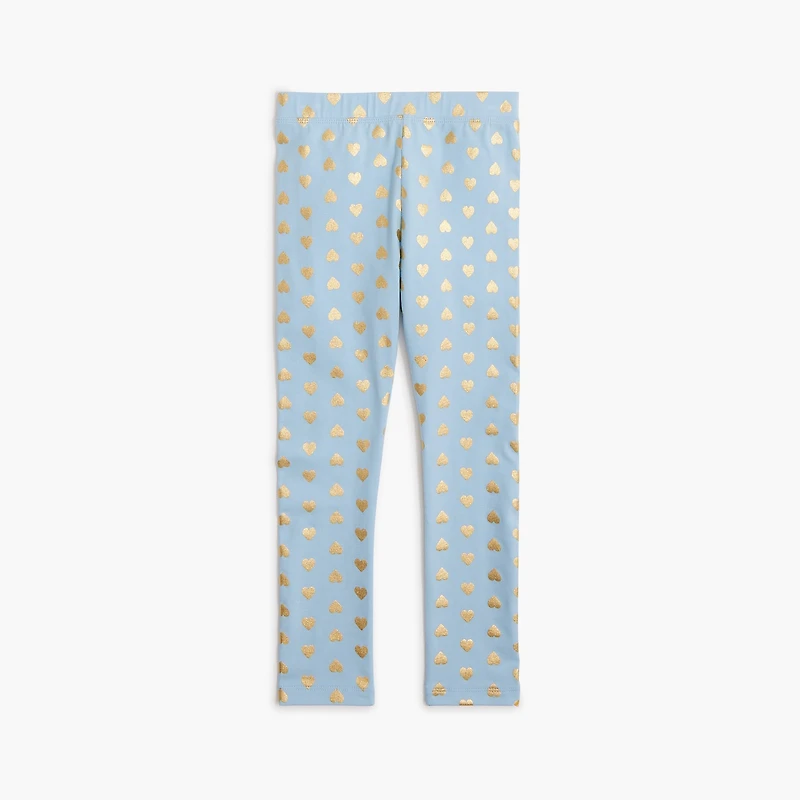 Girls' metallic heart leggings