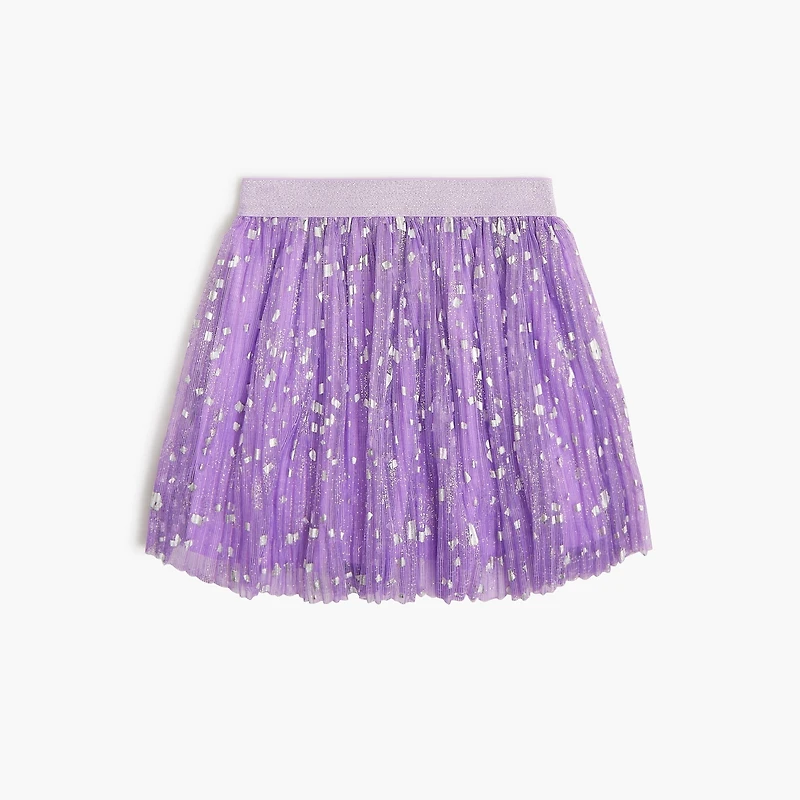 Girls' sparkle tulle pleated skirt