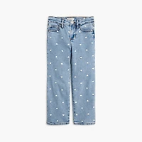 Girls' heart-print straight-leg jean
