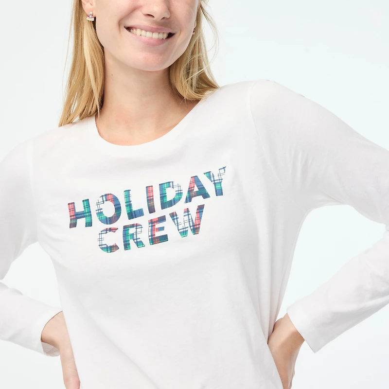 Long-sleeve "holiday crew" graphic tee
