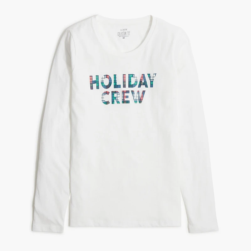Long-sleeve "holiday crew" graphic tee