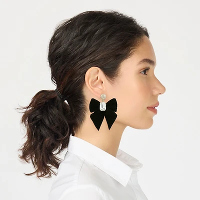 Velvet bow crystal statement earrings