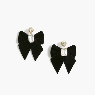 Velvet bow crystal statement earrings