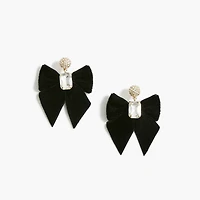 Velvet bow crystal statement earrings