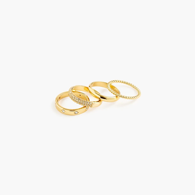 Pavé crystal rings set-of-four